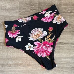 Floral print high waisted swim bikini bottoms